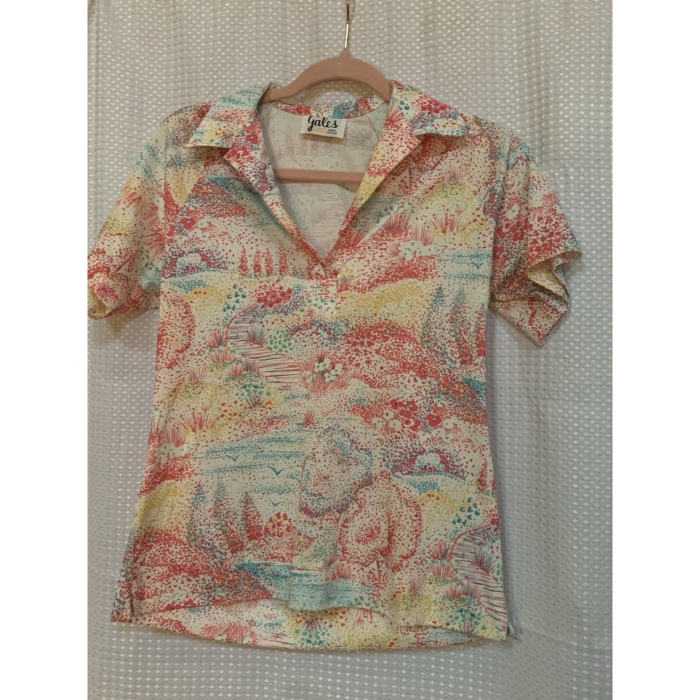 Gales Womens Small Multicolored Blouse Florida Speckled
